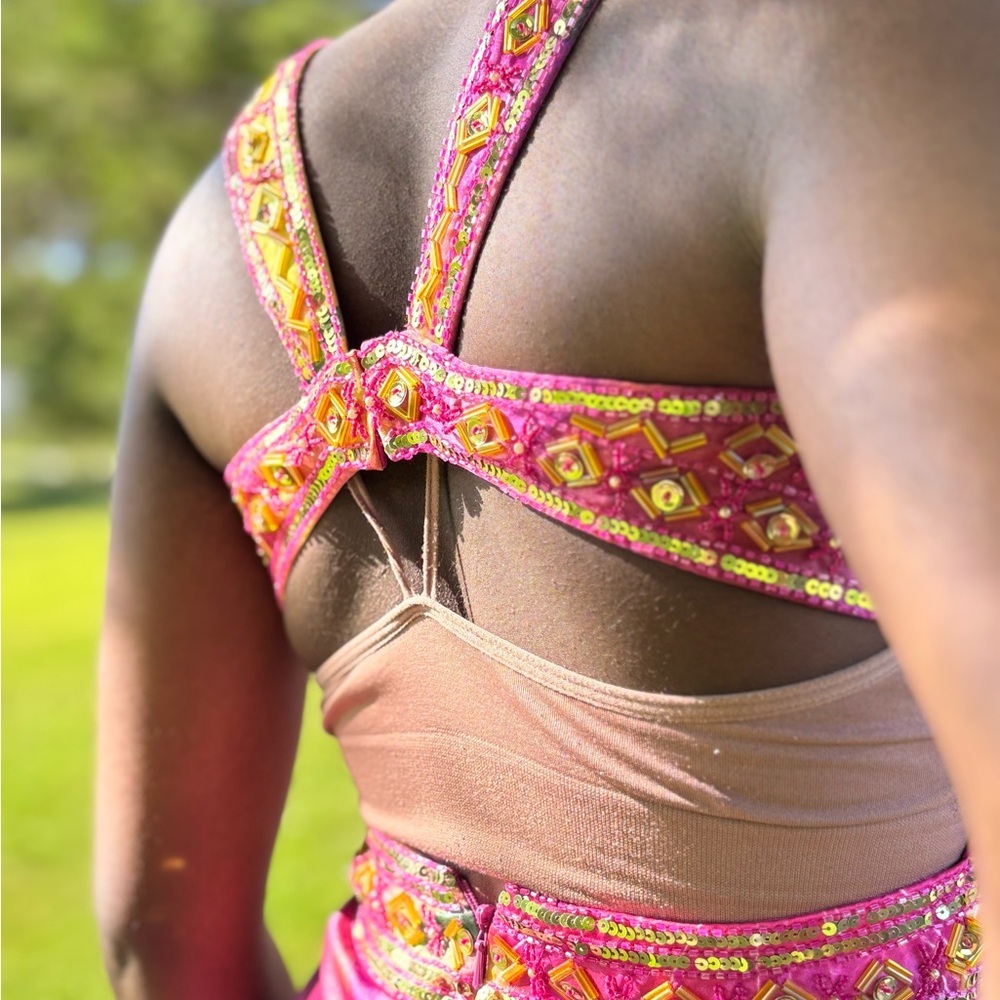 David's Bridal Purple and Pink Sleeveless Sweetheart Gown - Picture 8 of 11